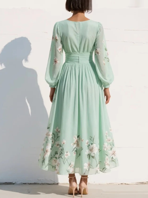 Corallo | Abito Midi Floreale in Chiffon