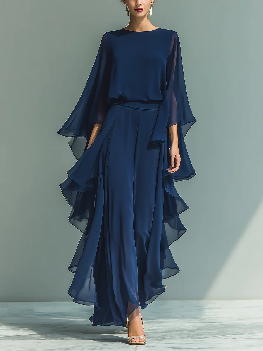 Aurora - Completo Elegante in Chiffon con Volant