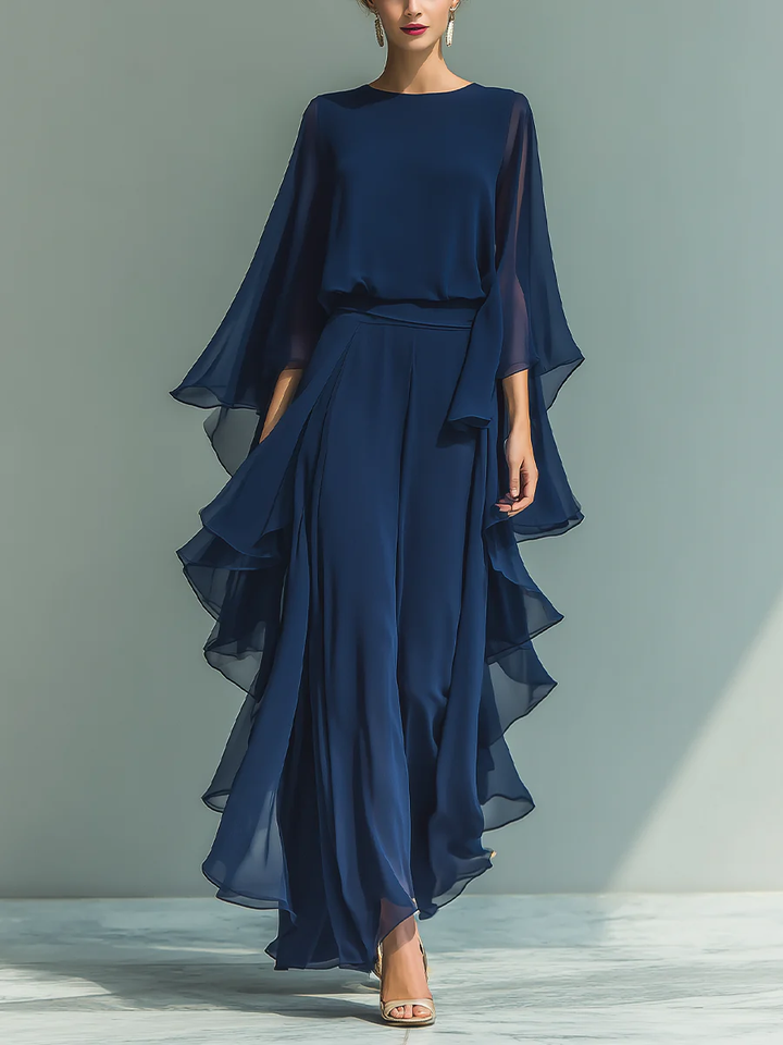 Aurora - Completo Elegante in Chiffon con Volant