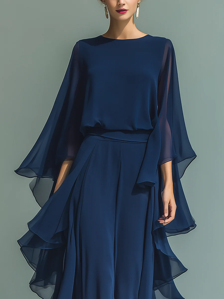 Aurora - Completo Elegante in Chiffon con Volant