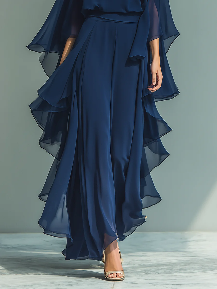 Aurora - Completo Elegante in Chiffon con Volant