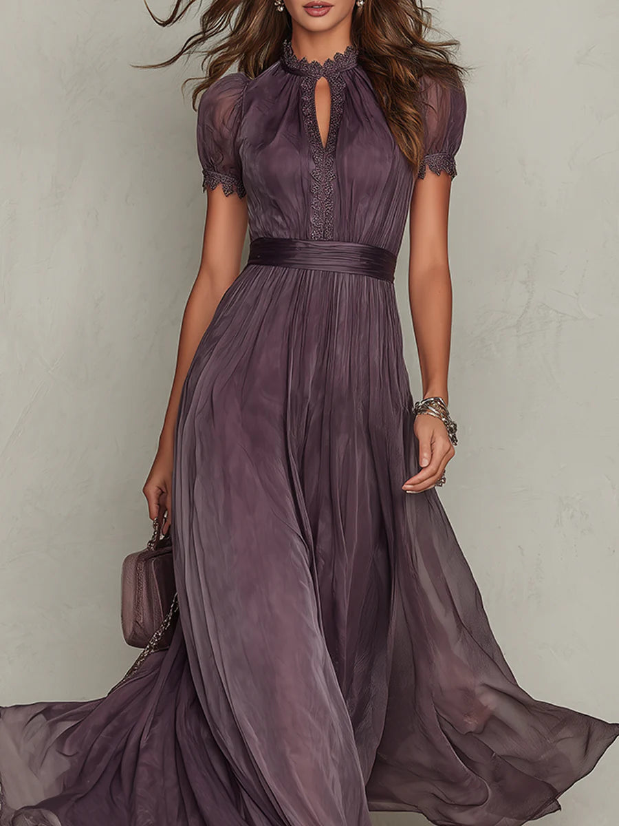 Flavia | Abito Lungo in Chiffon con Dettaglio a Goccia