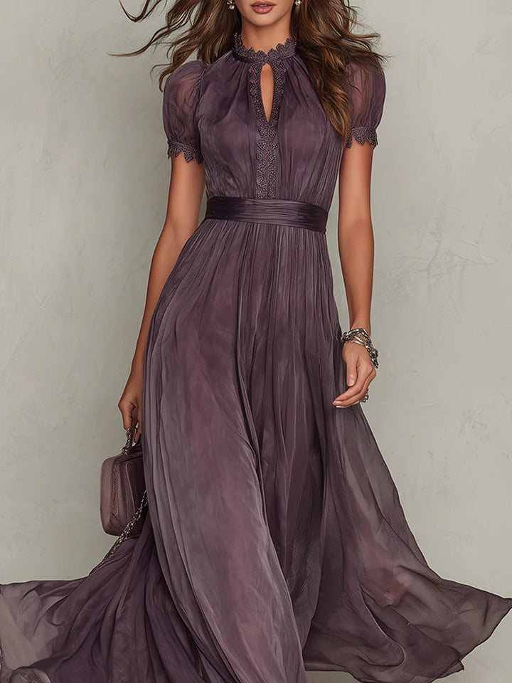 Flavia | Abito Lungo in Chiffon con Dettaglio a Goccia