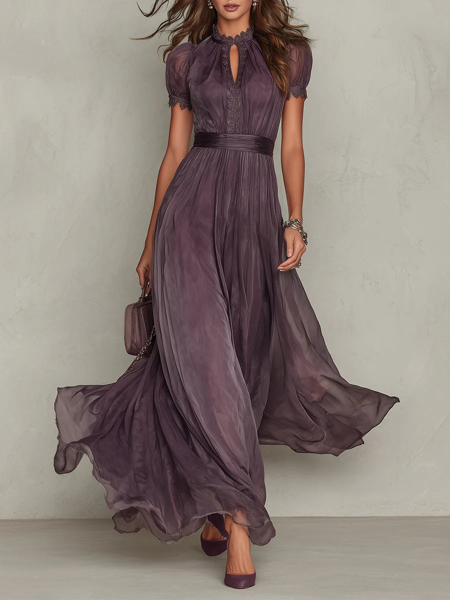 Flavia | Abito Lungo in Chiffon con Dettaglio a Goccia