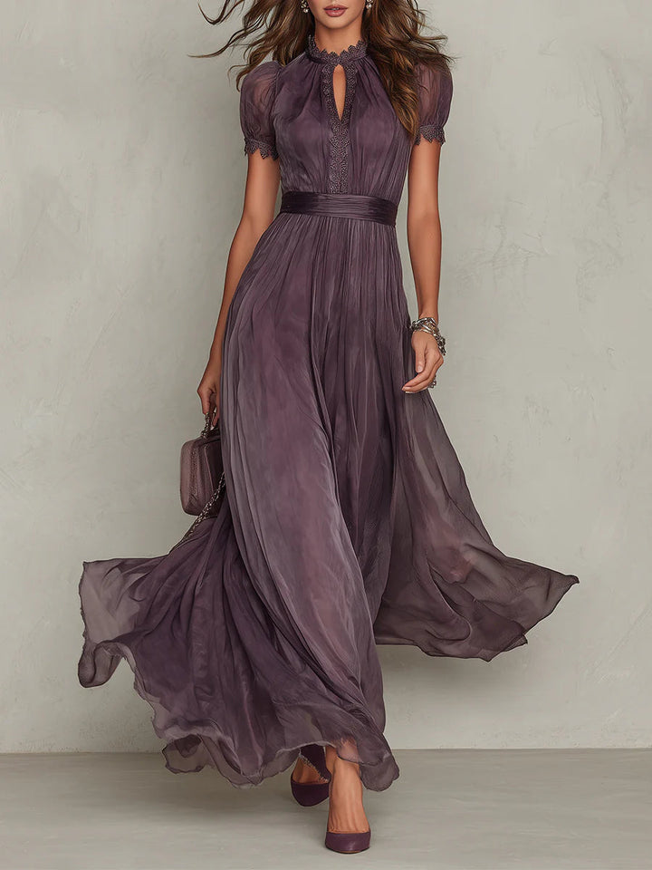 Flavia | Abito Lungo in Chiffon con Dettaglio a Goccia