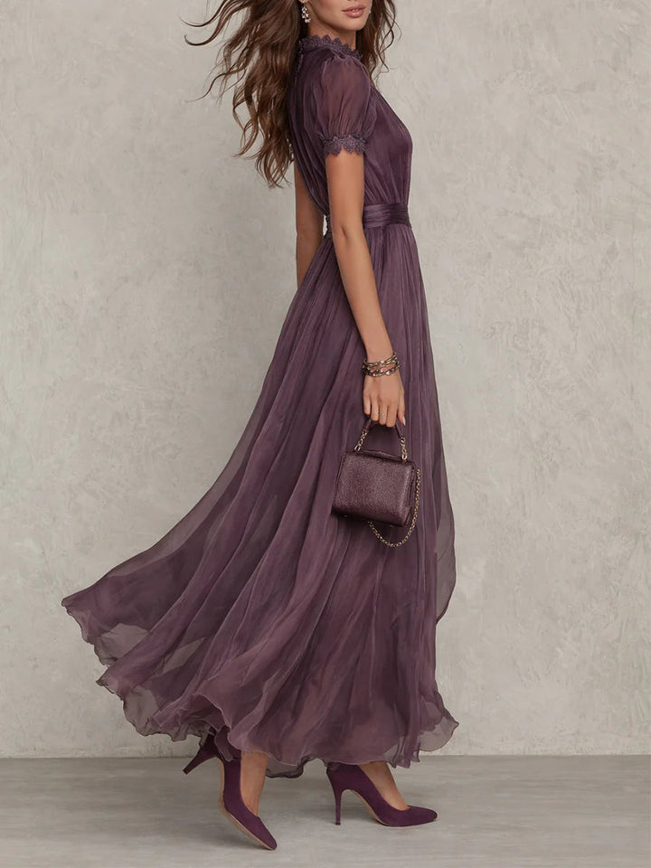 Flavia | Abito Lungo in Chiffon con Dettaglio a Goccia