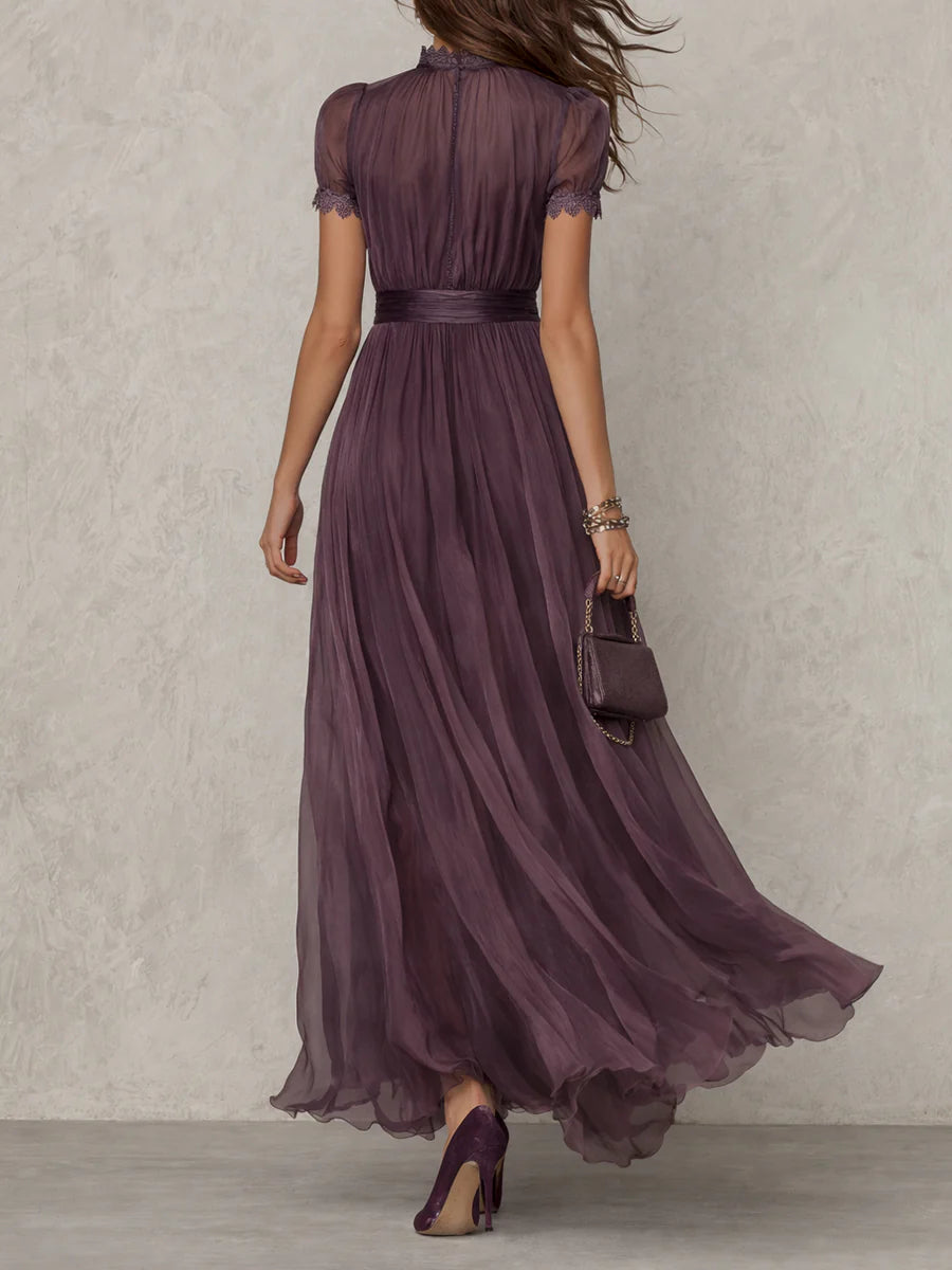 Flavia | Abito Lungo in Chiffon con Dettaglio a Goccia