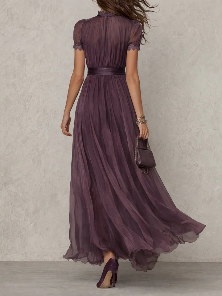 Flavia | Abito Lungo in Chiffon con Dettaglio a Goccia