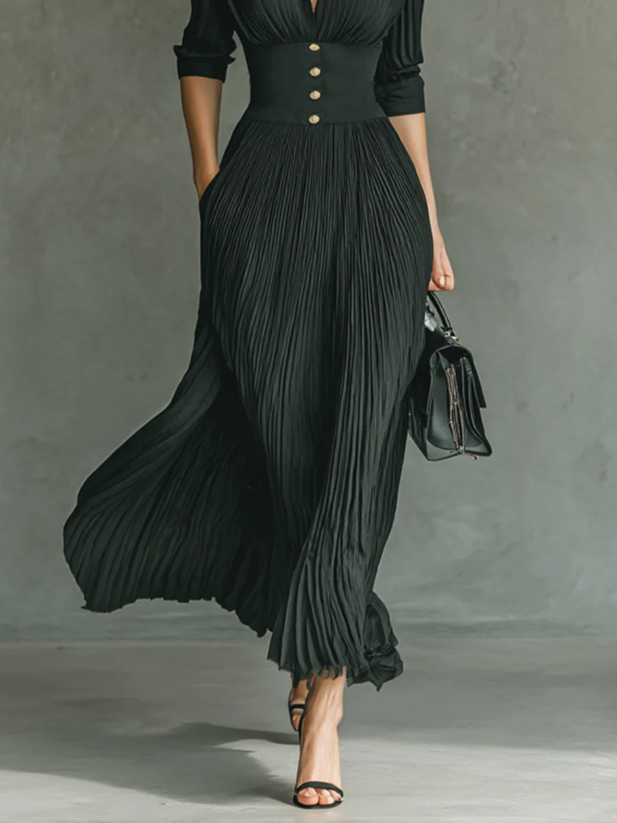 GIULIA™ | ABITO MAXI ELEGANTE A PIEGHE