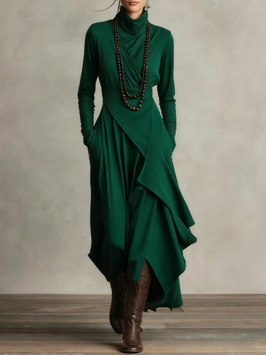 Giorgia™ | Abito Maxi Asimmetrico con Collo Alto