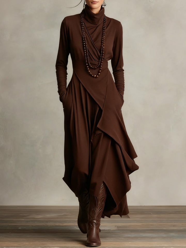 Giorgia™ | Abito Maxi Asimmetrico con Collo Alto