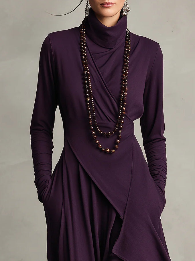 Giorgia™ | Abito Maxi Asimmetrico con Collo Alto
