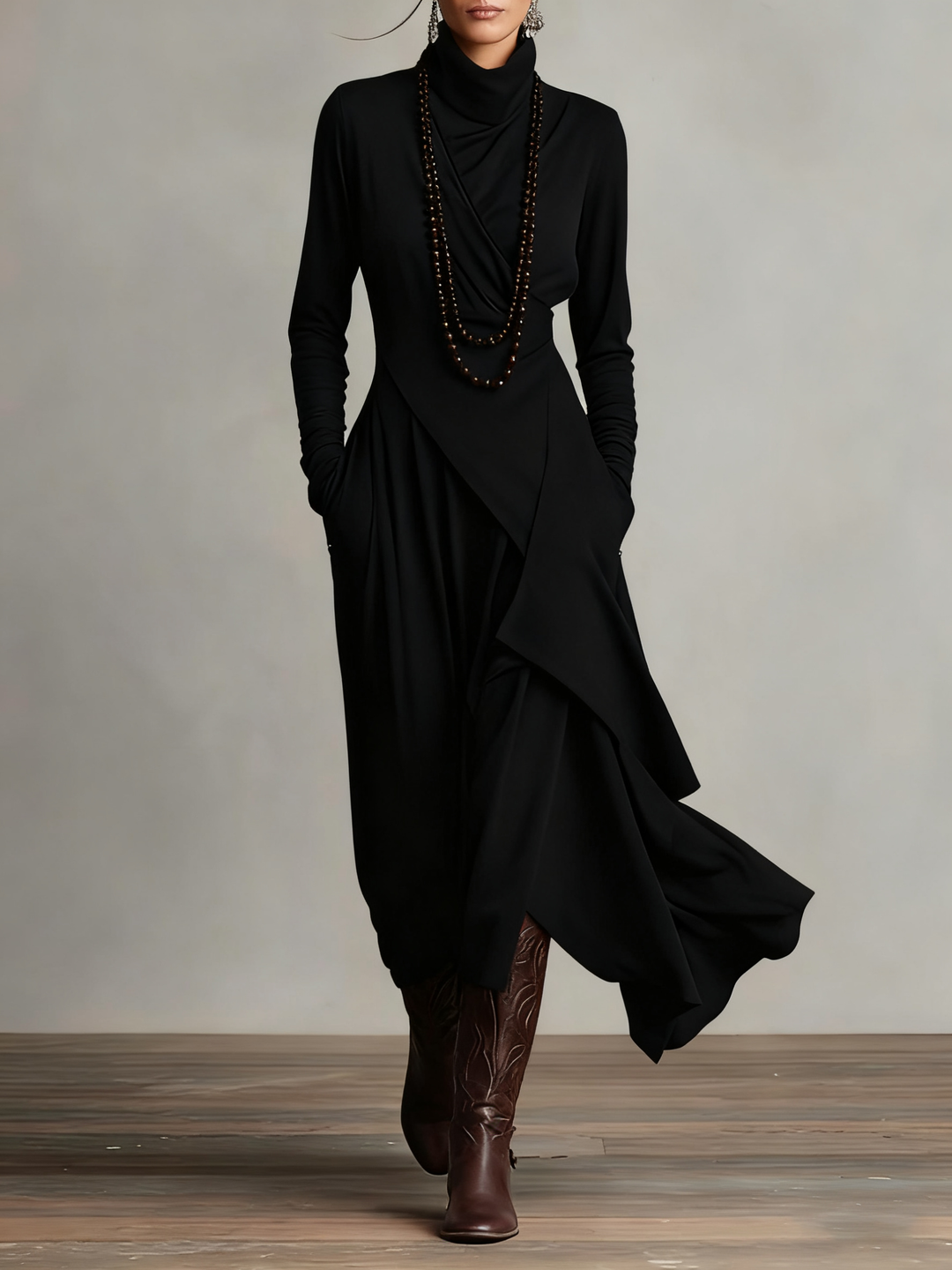 Giorgia™ | Abito Maxi Asimmetrico con Collo Alto