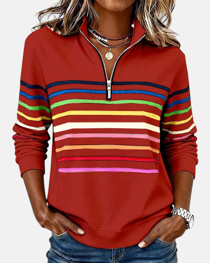 Giulia | Felpa con zip a righe arcobaleno