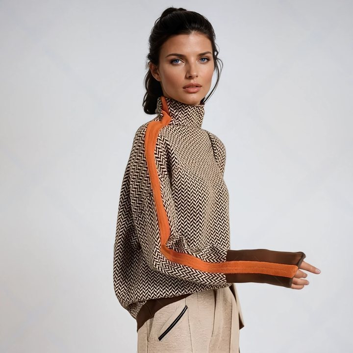 Lucía | Maglione a collo alto con righe a contrasto