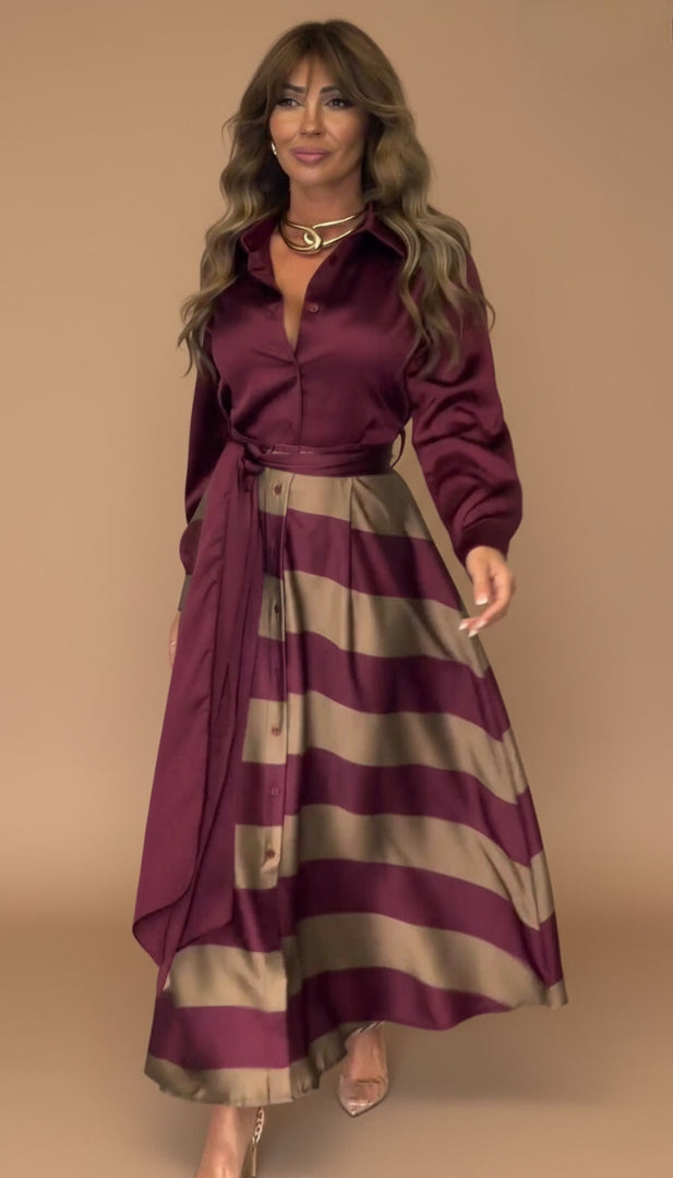 Valeria | Abito Midi Elegante Bordeaux