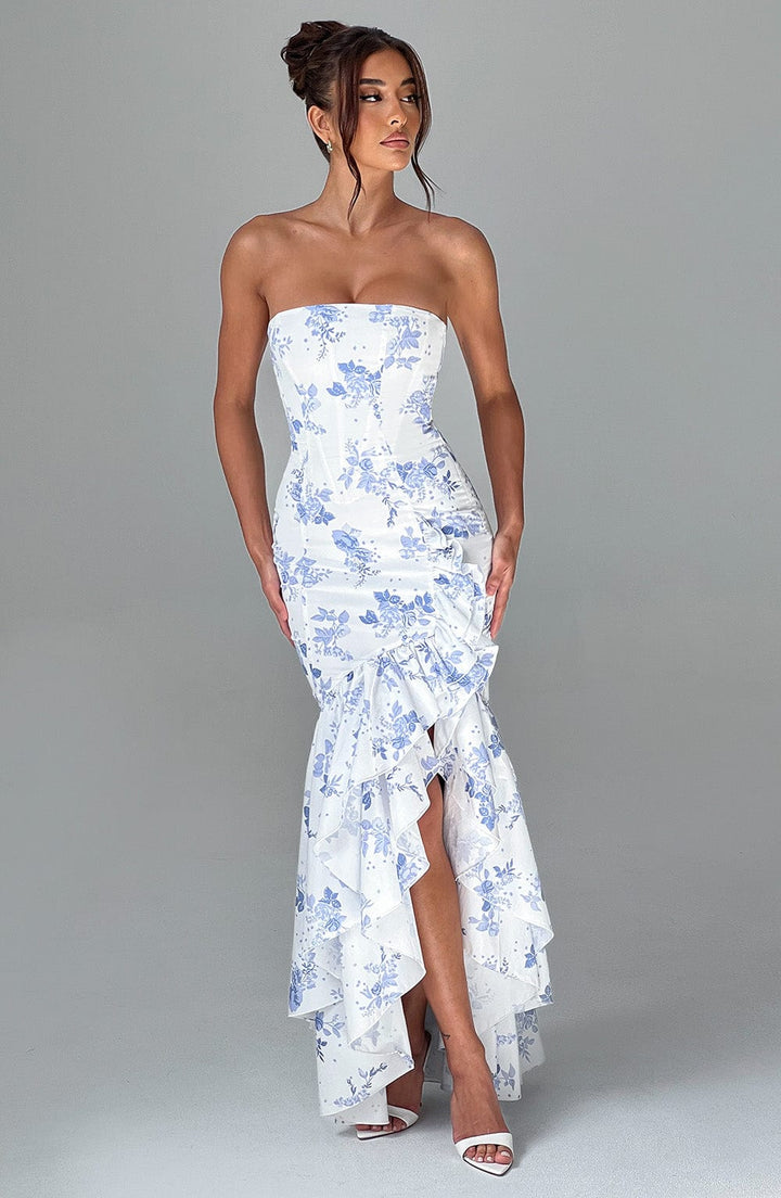 Angelina | Eleganza a Fiori senza Spalline