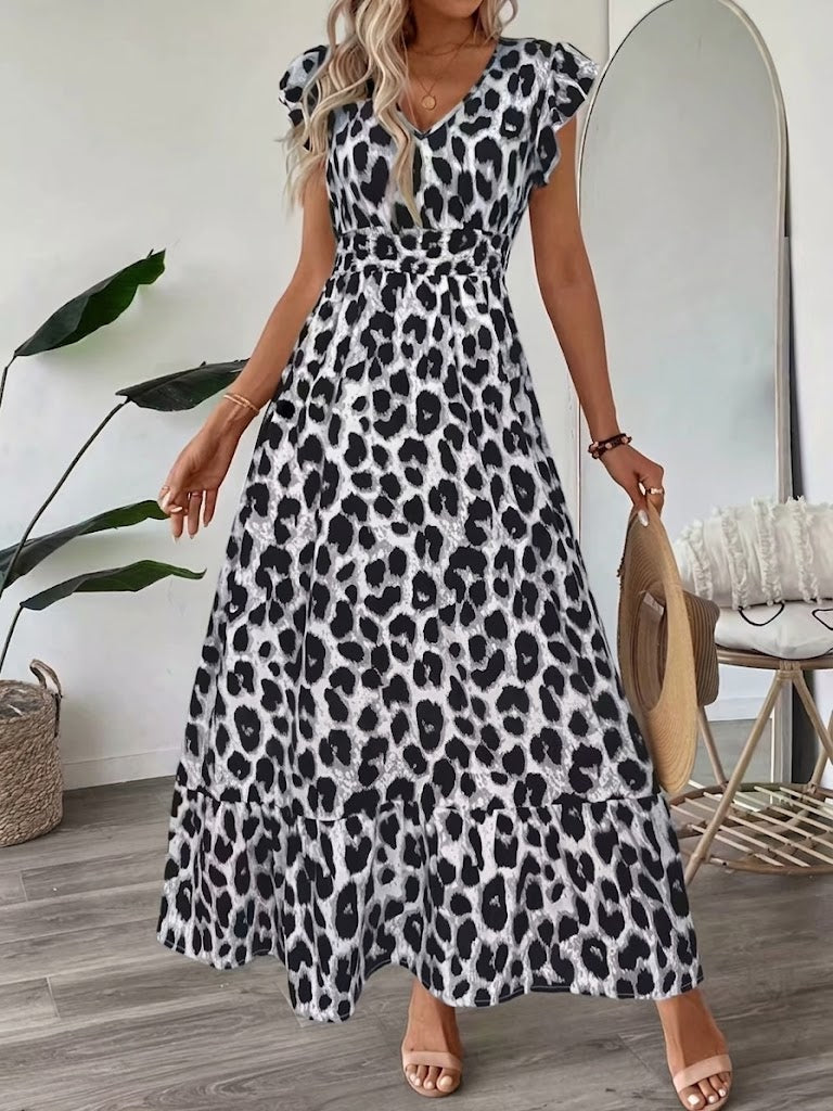 Candela - Vestito maxi barocco con scollo a V