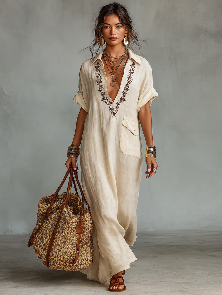 Beatrice | Abito Camicia Ricamato