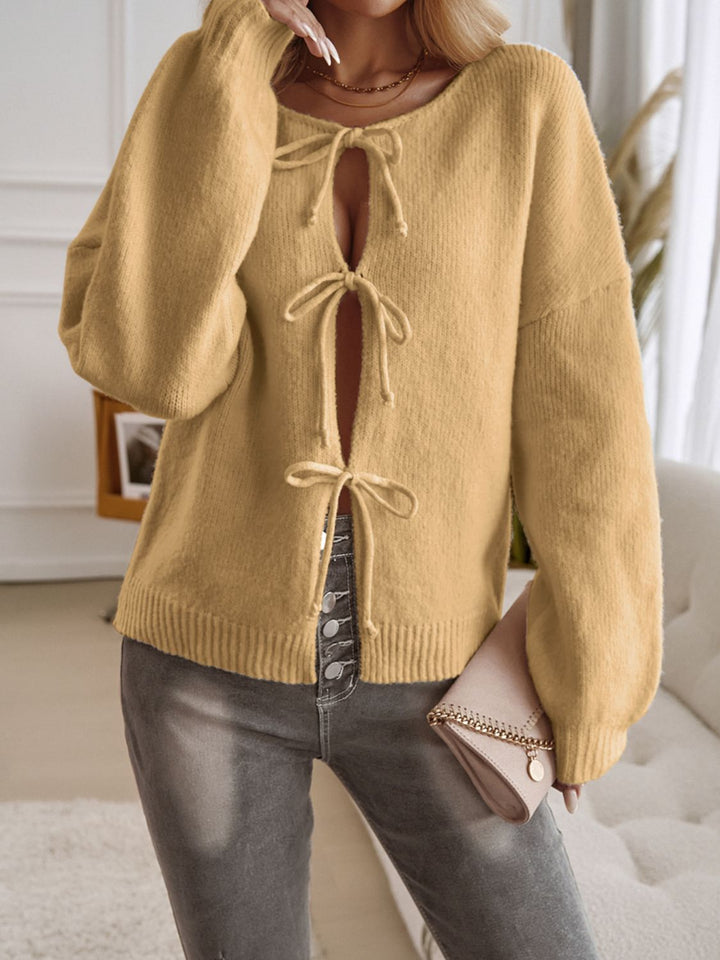 Sofia™ | Cardigan girocollo annodato Allegra-Vita