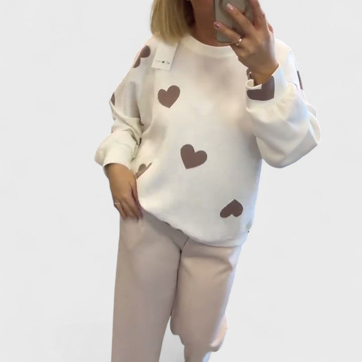 Mila - Maglione in misto cotone con cuori