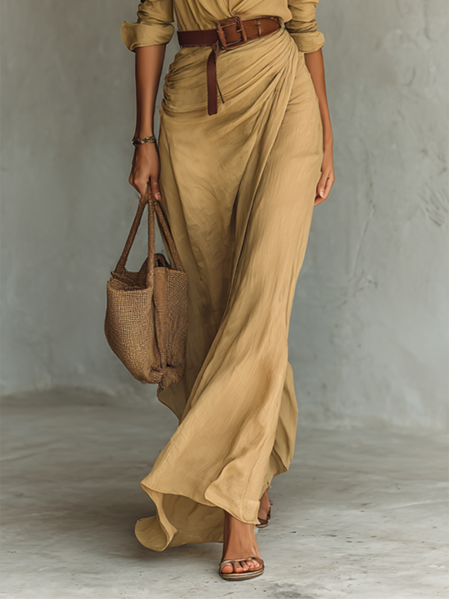 CAMILA™ | ABITO MAXI ELEGANTE CON COLLO A REVERS
