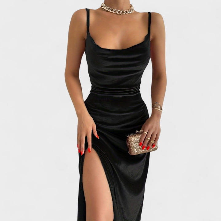 Gabriela - Vestito in velluto con spacco