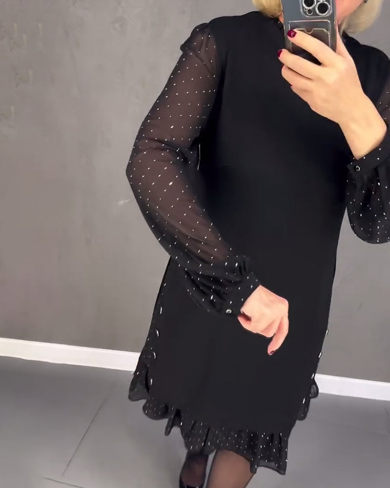 ELIANA | Abito Elegante con Maniche Trasparenti e Taglio Lusinghiero per Occasioni Autunnali