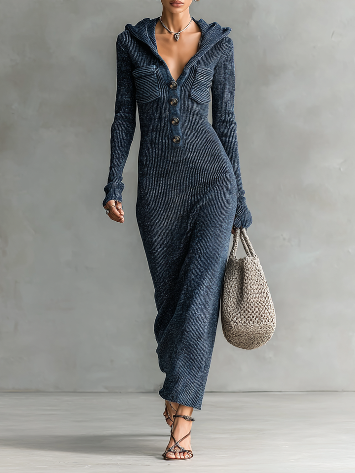 Valentina | Abito Maxi in Maglia con Cappuccio