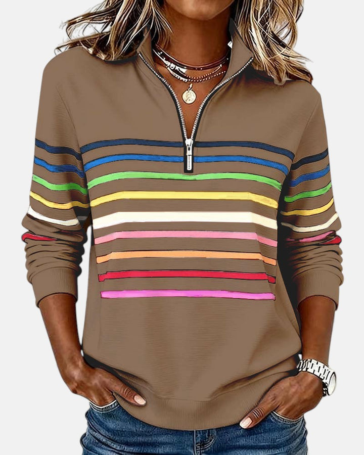 Giulia | Felpa con zip a righe arcobaleno