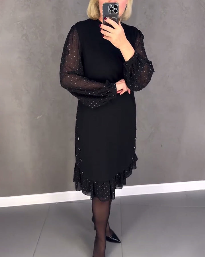 ELIANA | Abito Elegante con Maniche Trasparenti e Taglio Lusinghiero per Occasioni Autunnali
