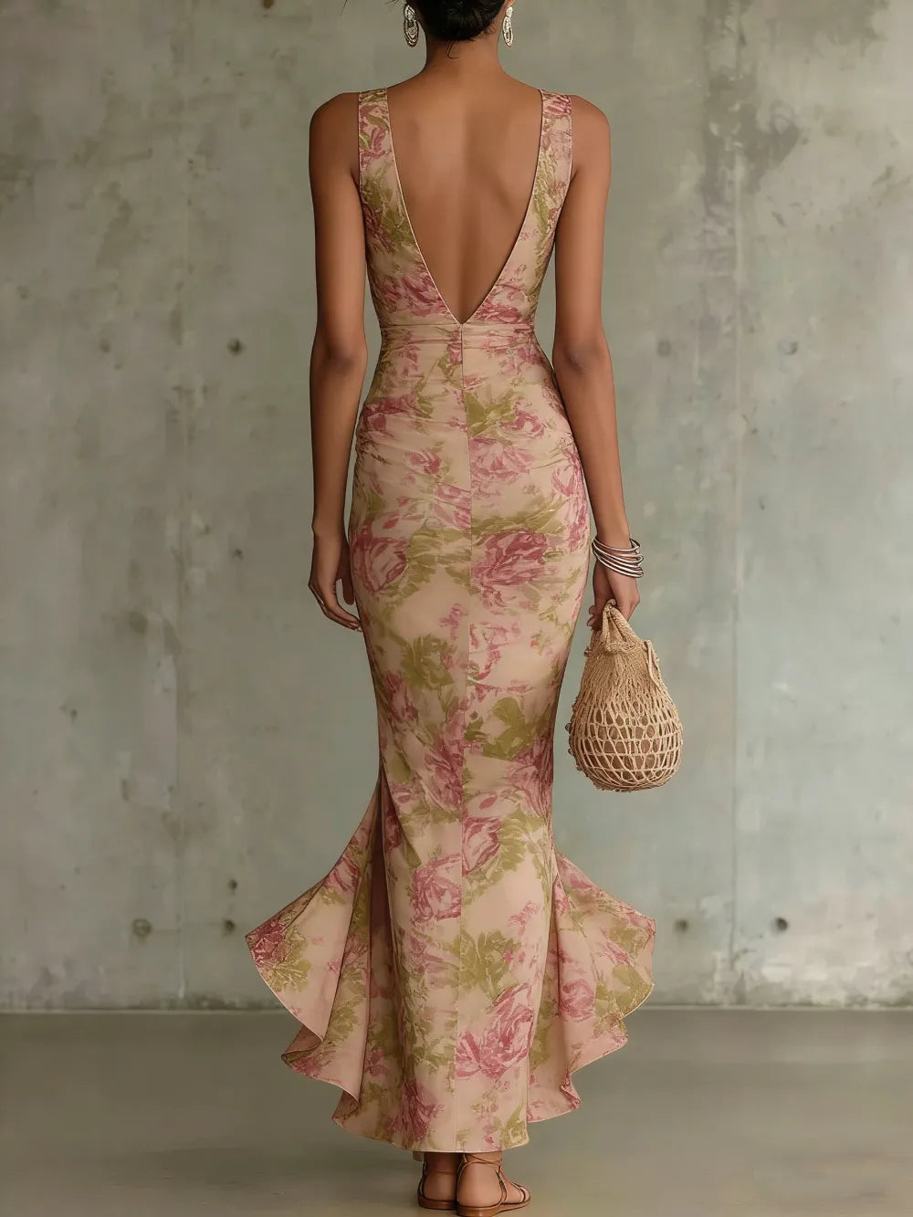 Alessandra | Abito Lungo Floreale con Spacco Elegante