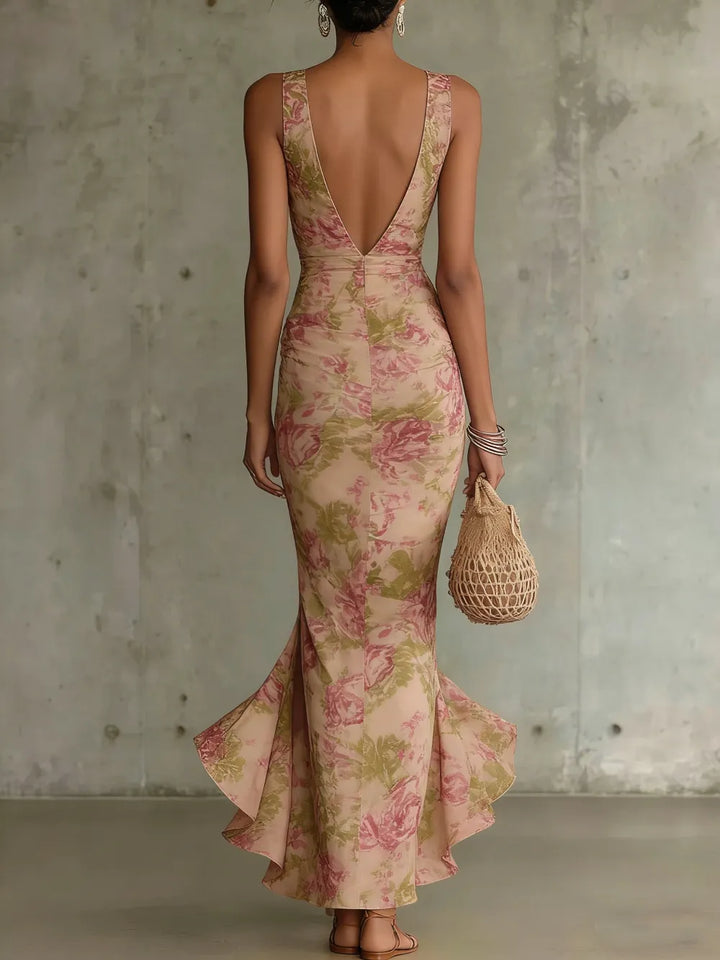 Alessandra | Abito Lungo Floreale con Spacco Elegante