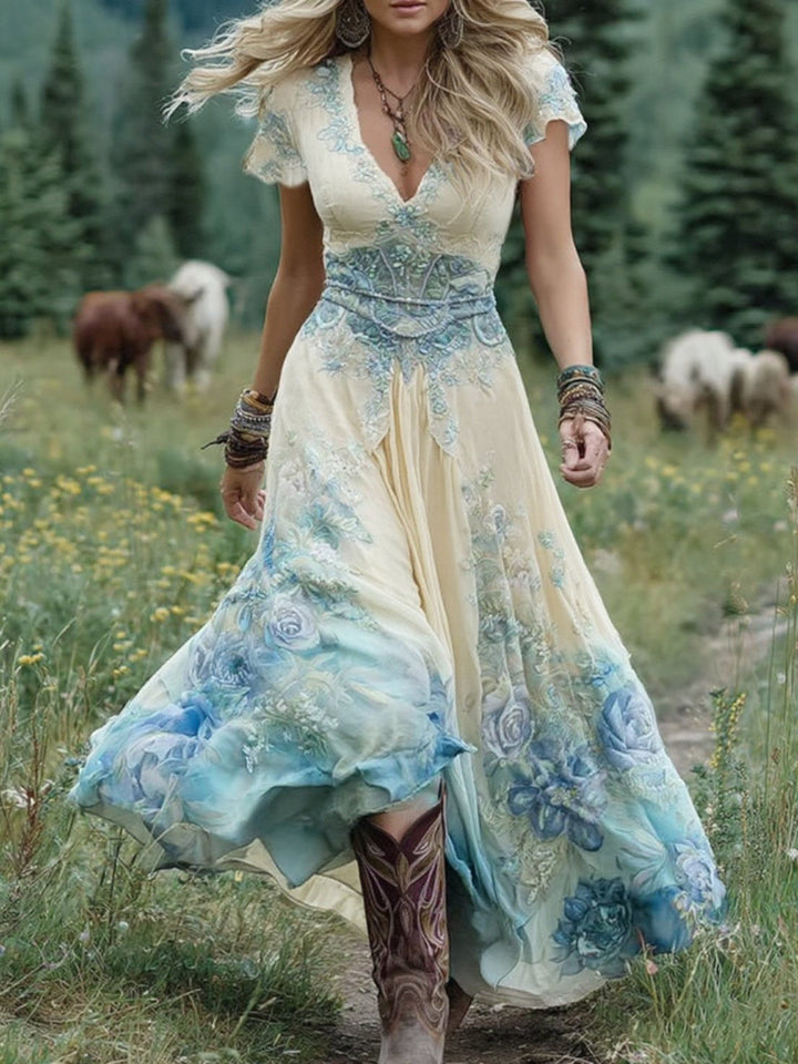 Serena - Vestito Maxi Corto Floreale