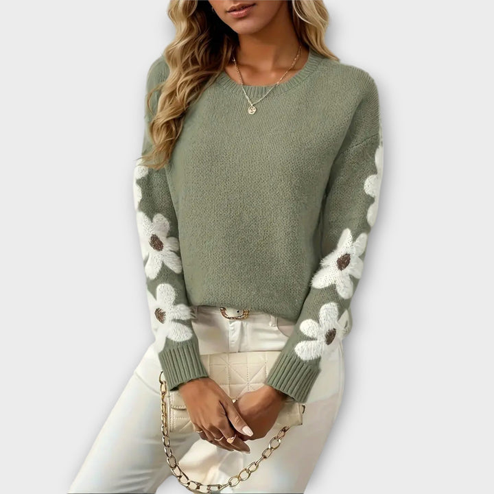 Silke - Maglione morbido a maglia con design floreale