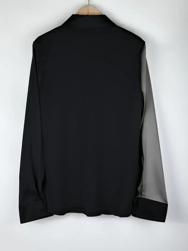 Zillah - Elegante Camicia di Raso con Contrasto per Andare al Lavoro