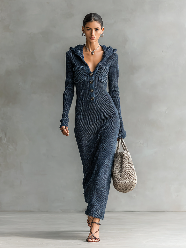 Valentina | Abito Maxi in Maglia con Cappuccio