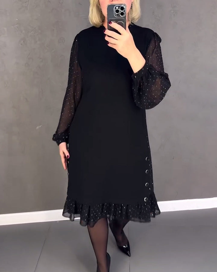 ELIANA | Abito Elegante con Maniche Trasparenti e Taglio Lusinghiero per Occasioni Autunnali