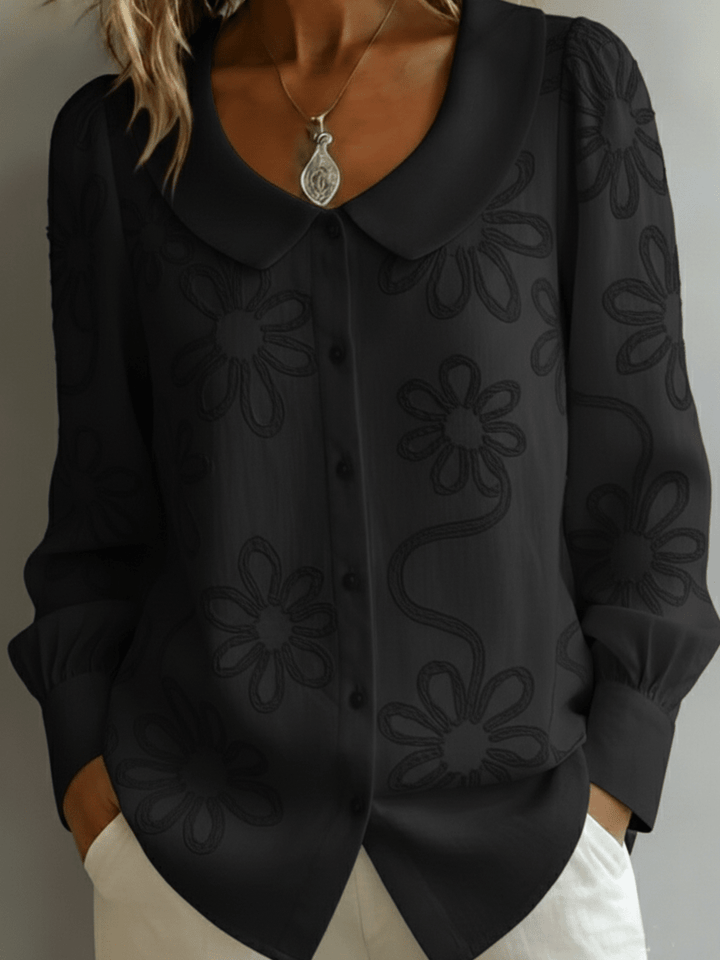 Blusa Floreale con Collo Peter Pan