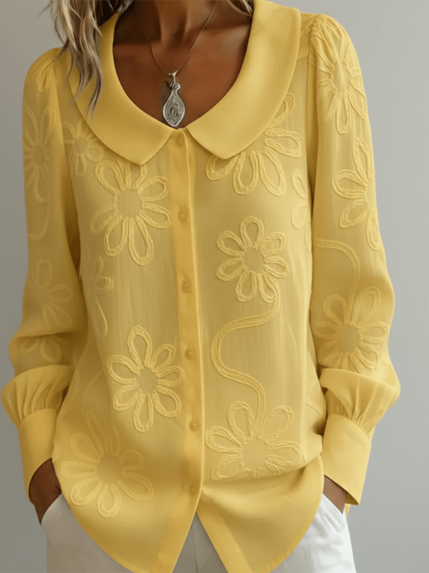 Blusa Floreale con Collo Peter Pan