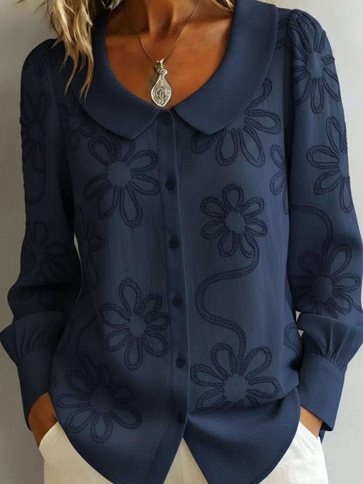Blusa Floreale con Collo Peter Pan