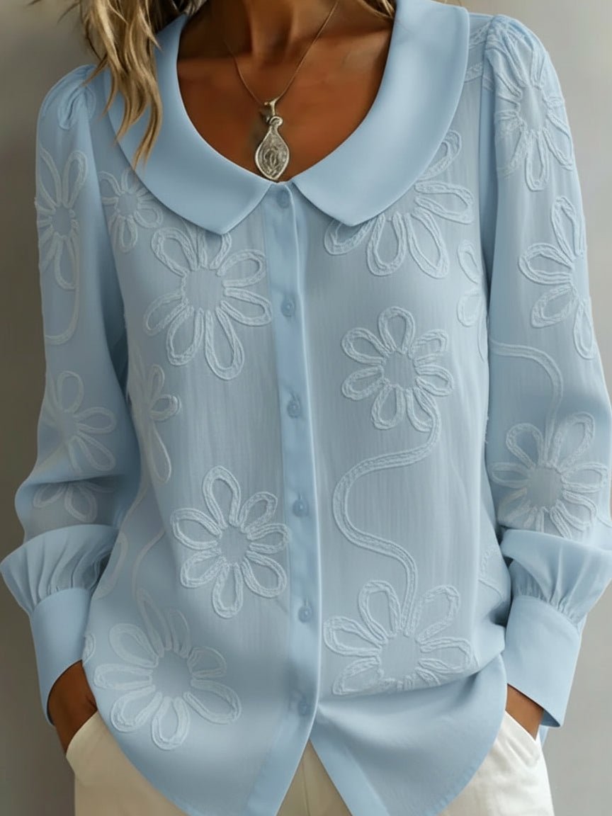 Blusa Floreale con Collo Peter Pan