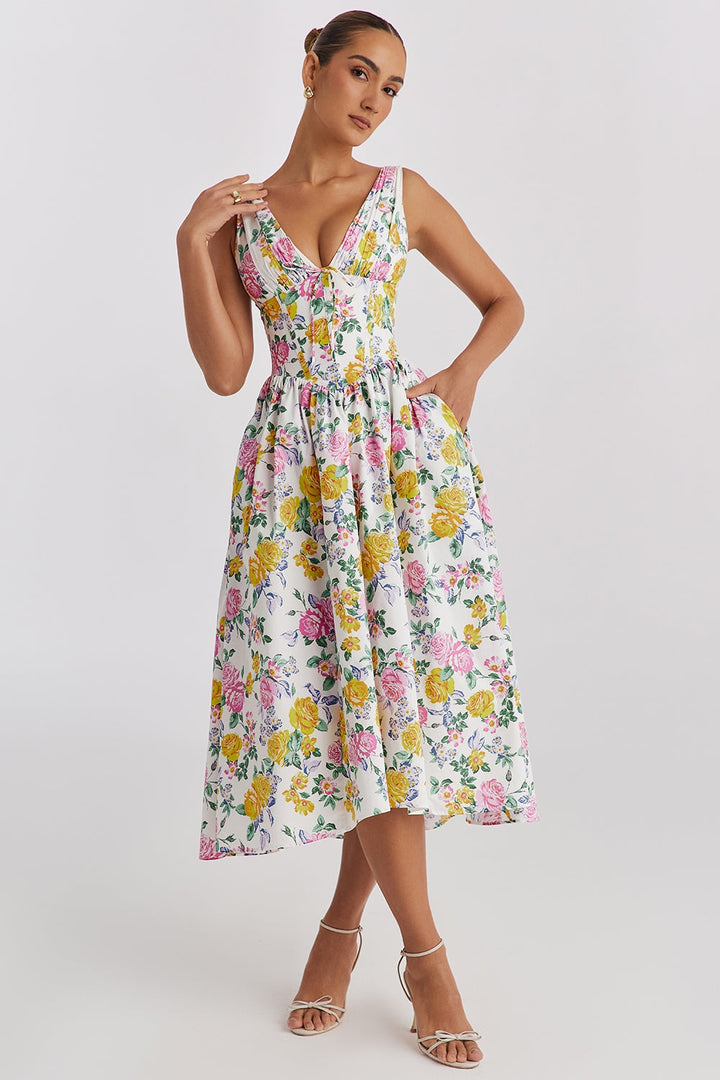 Giulietta | Abito Midi Estivo a Fiori Colorati