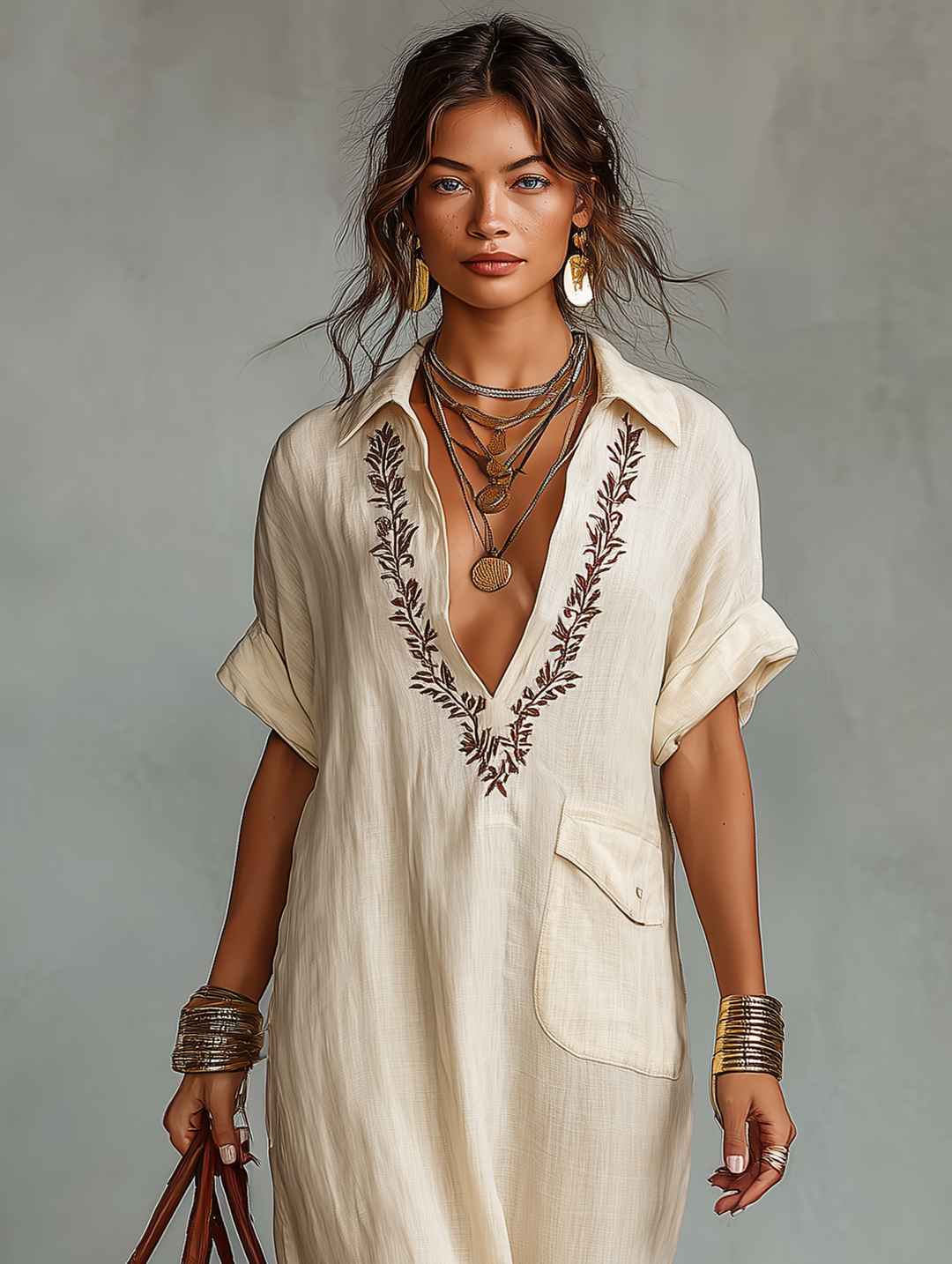 Beatrice | Abito Camicia Ricamato