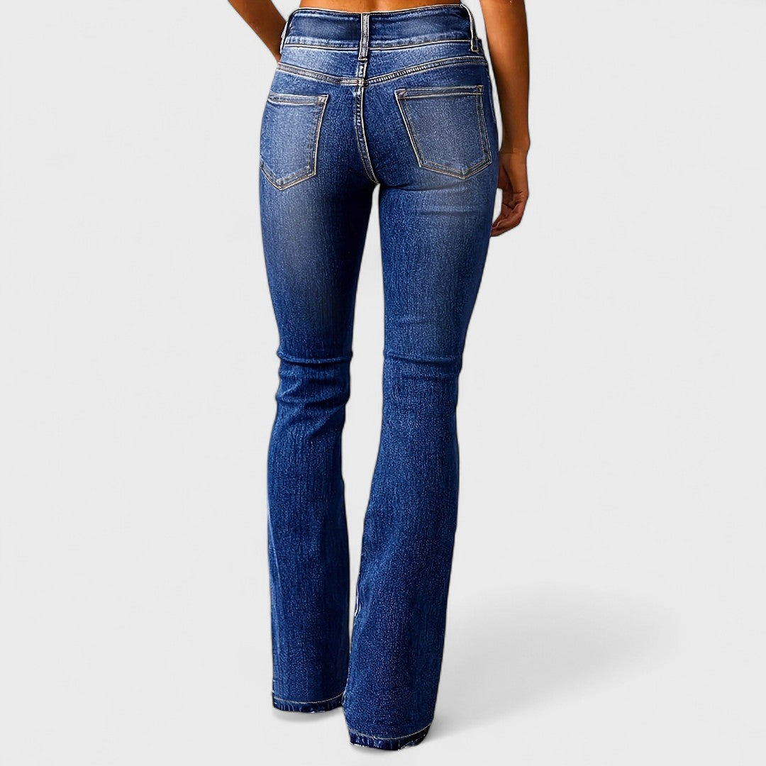 Marylène - Jeans a vita alta a gamba larga alla moda