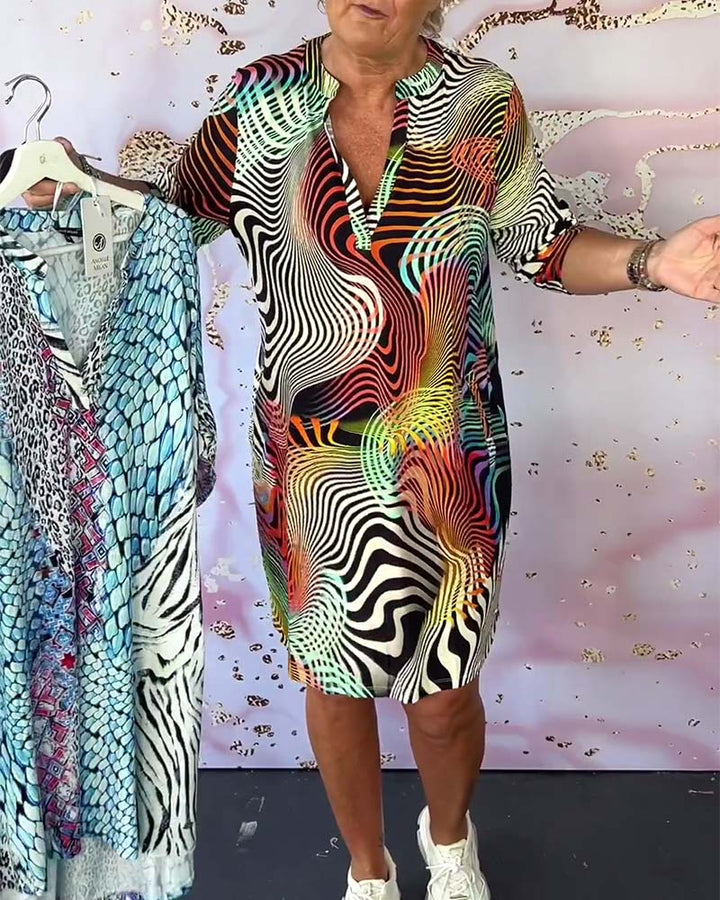 Ria™ | Vestito colorato con scollo a V