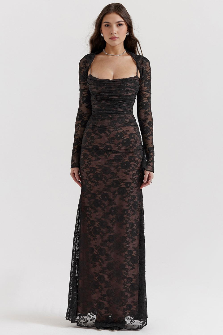 Celeste | Abito Maxi in Pizzo