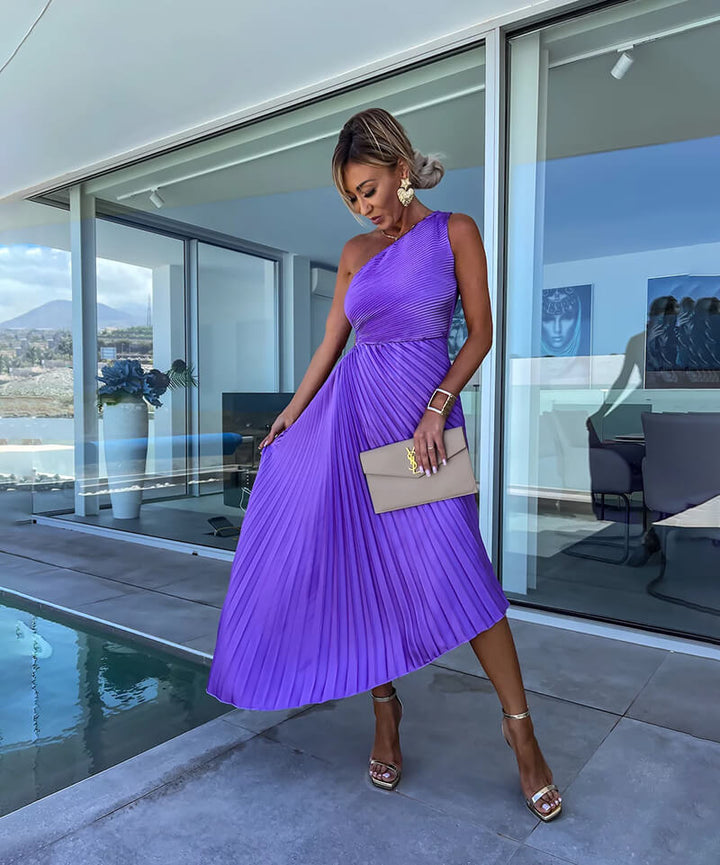 Marjorie - Elegante Abito Midi a Spalla Unica