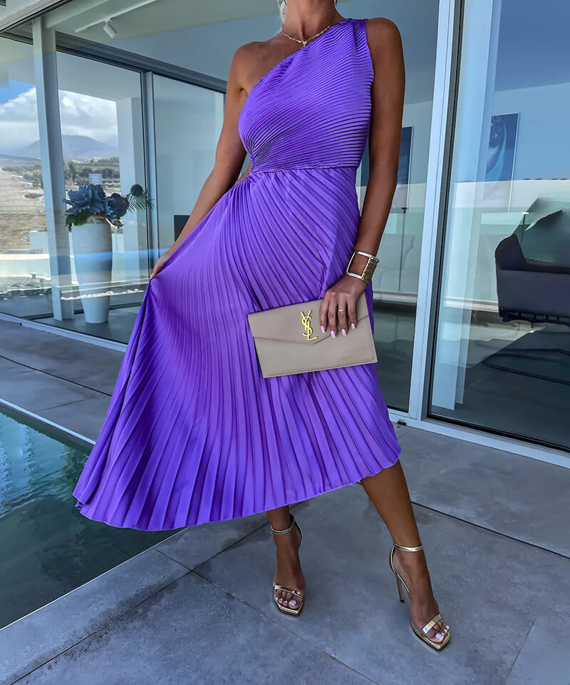 Marjorie - Elegante Abito Midi a Spalla Unica