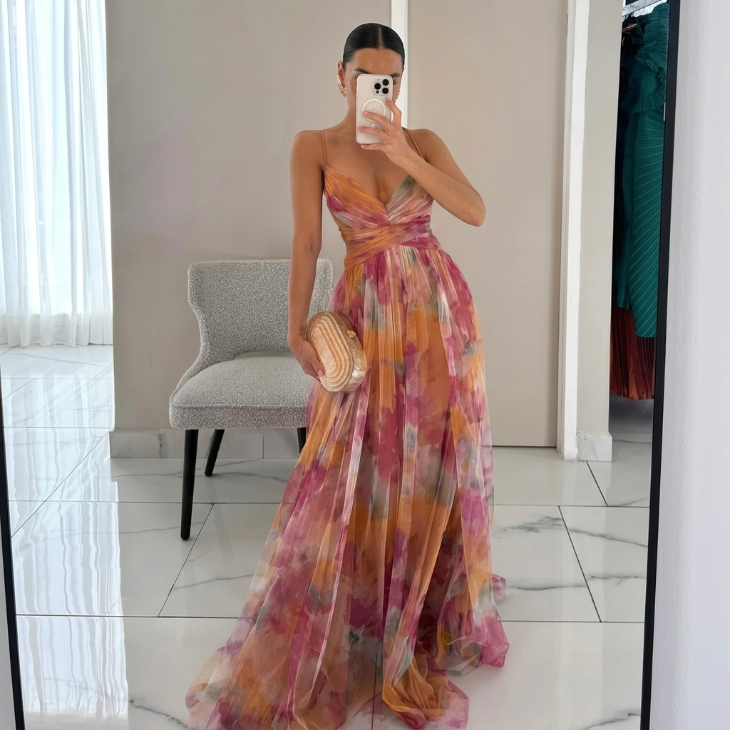 Margarida - Vestito Maxi con Stampa Floreale